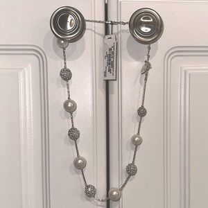 Anne Klein 16 inch Silver Faux Pearl Fire Ball Necklace. NWT